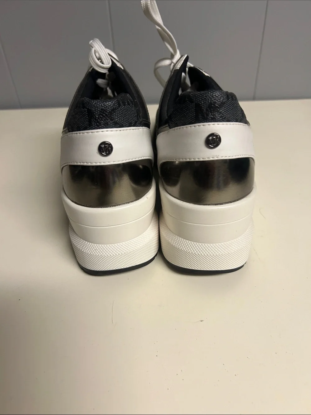 Michael Kors Metallic Olive & White Lace-Up Sneakers